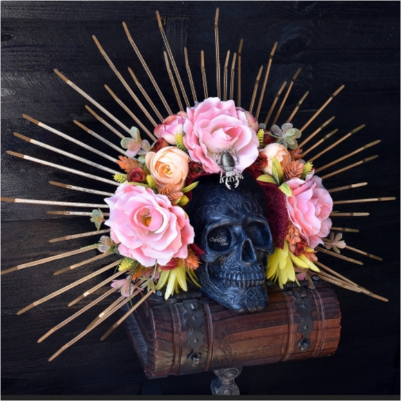 Day of The Dead Floral Tall Crown - Picture 7 of 7